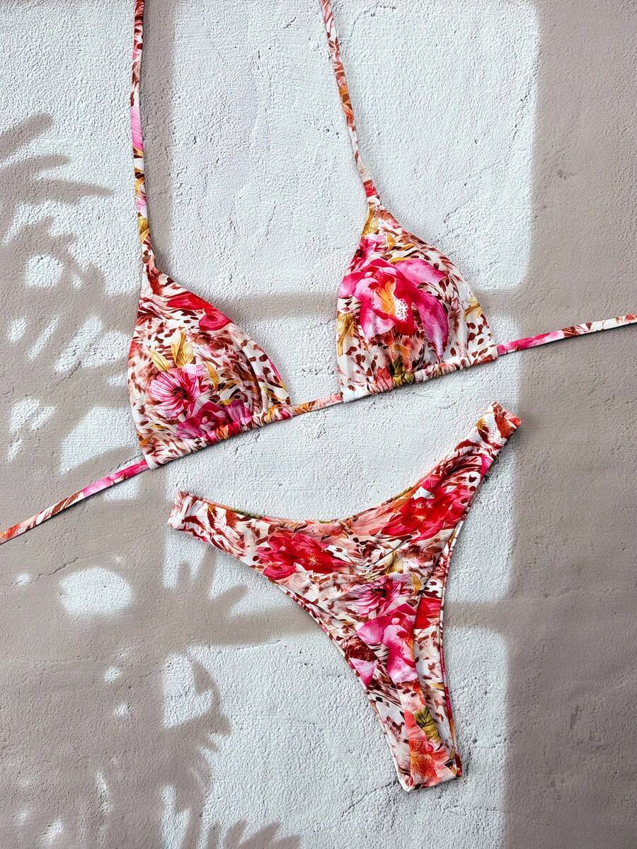 Swim Vcay Women's New Leopard Print Halter Neck High Cut Sexy Bikini Bottom, Separates Swimsuit - Multicolor - View 1