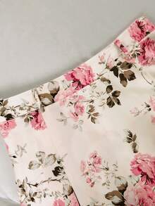 Franclia 大码女装春秋新款A字百褶裙搭配时尚系带西装外套，优雅两件套，浅色印花 - 彩色 - 查看 7