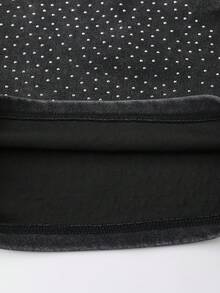 ROMWE MEN Pantalones cortos de verano para hombres con cintura con cordón y adornos de rhinestone - Negro - Ver 6