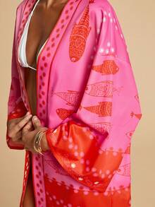 Travachic Áo khoác kimono dáng rộng vai rớt in hoa và cá dành cho nữ, thích hợp cho bãi biển và kỳ nghỉ, bãi biển, đồ đi biển cho nữ, bộ đồ đi biển, đi chơi, kỳ nghỉ, kỳ nghỉ cho nữ, kỳ nghỉ, mùa hè, mùa hè, mùa hè cho nữ, Ngày lễ tình nhân, lễ hội hóa trang, trang phục lễ hội hóa trang, tiệc tùng, đi chơi, đi chơi, thường ngày, thanh lịch, phong cách Y2K, hoa, đỏ, hồng, kỳ nghỉ nhiệt đới, phong cách Bohemian, Ibiza, phong cách phương Tây - Nhiều màu - Xem 6