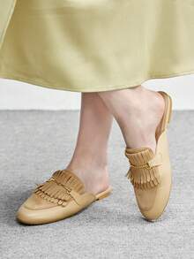 CUCCOO BIZCHIC 女士休闲套脚平底鞋，流苏设计，适合日常穿着 - 駝色 - 查看 4
