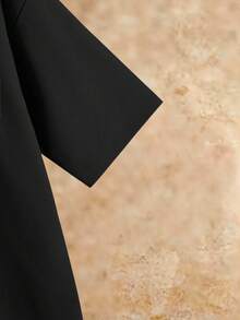 HIMLAND Áo thun nam màu đen trơn, dáng rộng, vai rớt, thích hợp mặc hàng ngày đi làm, mùa hè. - màu đen - Xem 3