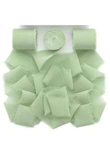1/3/6 Cuộn ruy băng chiffon thủ công màu xanh lá cây nhạt, vải tua rua thủ công tự làm, ruy băng chiffon gói quà, ruy băng tua rua 1,5 inch x 21 yard, thích hợp cho thiệp mời đám cưới, bó hoa cưới, gói quà, đồ thủ công tự làm, làm nơ, trang trí tiệc. - màu xanh lợt - Xem 5