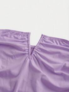 SHEIN MOD Women's Purple Ruched Fitted Sexy Bandeau Top - Purple - View 3