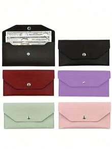 1pc PU Leather Money Envelopes For Cash, Reusable Cash Envelope Wallet For Travel And Budgeting, Multifunctional Banknote Wallet Cover Envelope Clip Coin - Multicolor - View 6