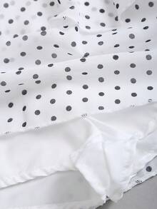 Sweetra Women's Spring/Summer French Design Pleated Layered Polka Dot Chiffon Flowy Skirt - White - View 5