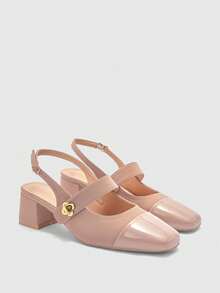 CUCCOO BIZCHIC Women's Classic Low Heel Slingback Flats, Black Spring Shoes - Dusty Pink - View 7