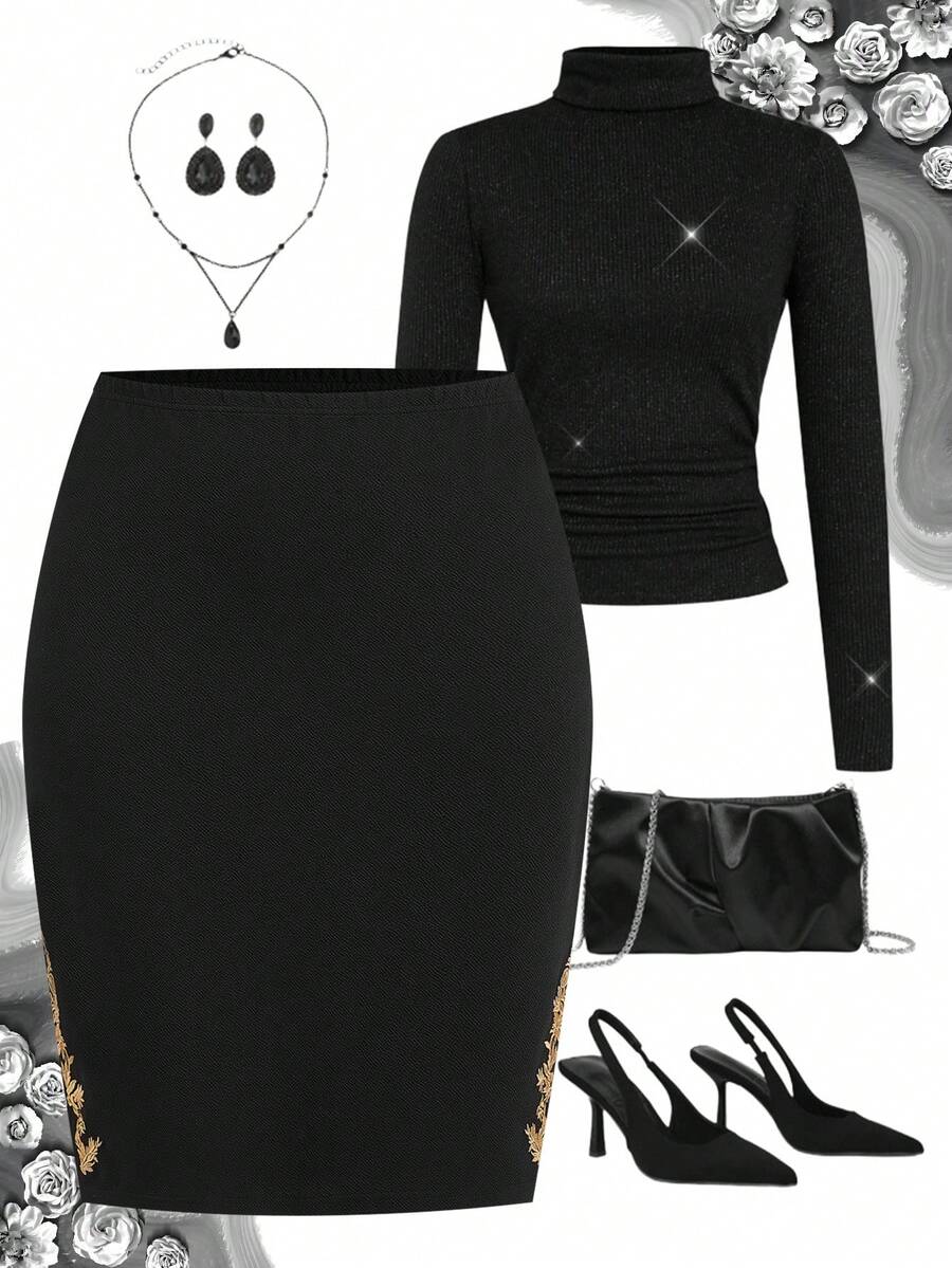 Ellevyn Women's Floral Print Casual Versatile Commute Mini Skirt