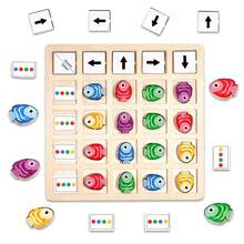 MINKOJA Wooden Little Fish Direction Finding Game, Spatial Logic Training, Wooden Puzzle Toy With 30 Question Cards, Color Recognition And Directional Logic Training Wooden Toy, Holiday, Birthday Gift - Multicolor - View 8