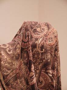 Arave 女士波西米亚风休闲宽松V领印花衬衫，春秋季 - 彩色 - 查看 8