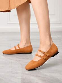 CUCCOO BIZCHIC Women's Buckle Design Casual Versatile Flat Shoes Valentine's Day - Brown - View 1