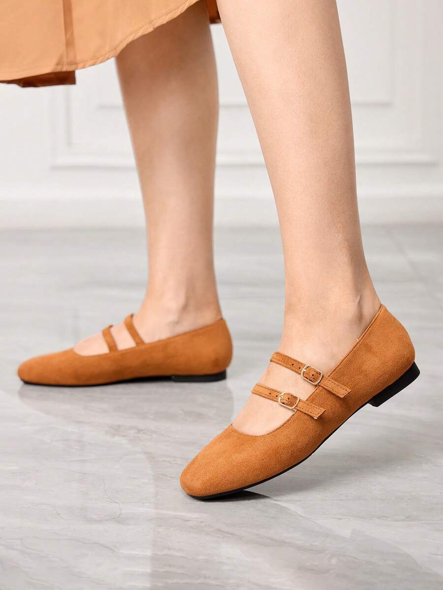 CUCCOO BIZCHIC Women's Buckle Design Casual Versatile Flat Shoes Valentine's Day - Brown - View 1