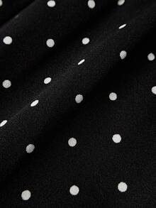 SHEIN Sweetro Women's Polka Dot V-Neck Sleeveless Long Jumpsuit, Spring/Summer - Black - View 8