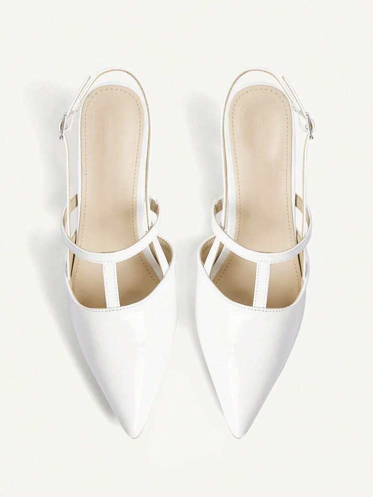 CUCCOO CHICEST Women's Pointed Toe Buckle Design Fashionable High Heels, Versatile For Daily Wear - Black and White - View 4