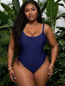 Swim SXY Đồ bơi mùa hè mới, chất liệu thoải mái, áo tắm liền thân màu đỏ thanh lịch và gợi cảm, áo tắm liền thân hở lưng, áo tắm liền thân màu xanh dương, áo tắm liền thân cỡ lớn. - Màu xanh hải quân - Xem 1