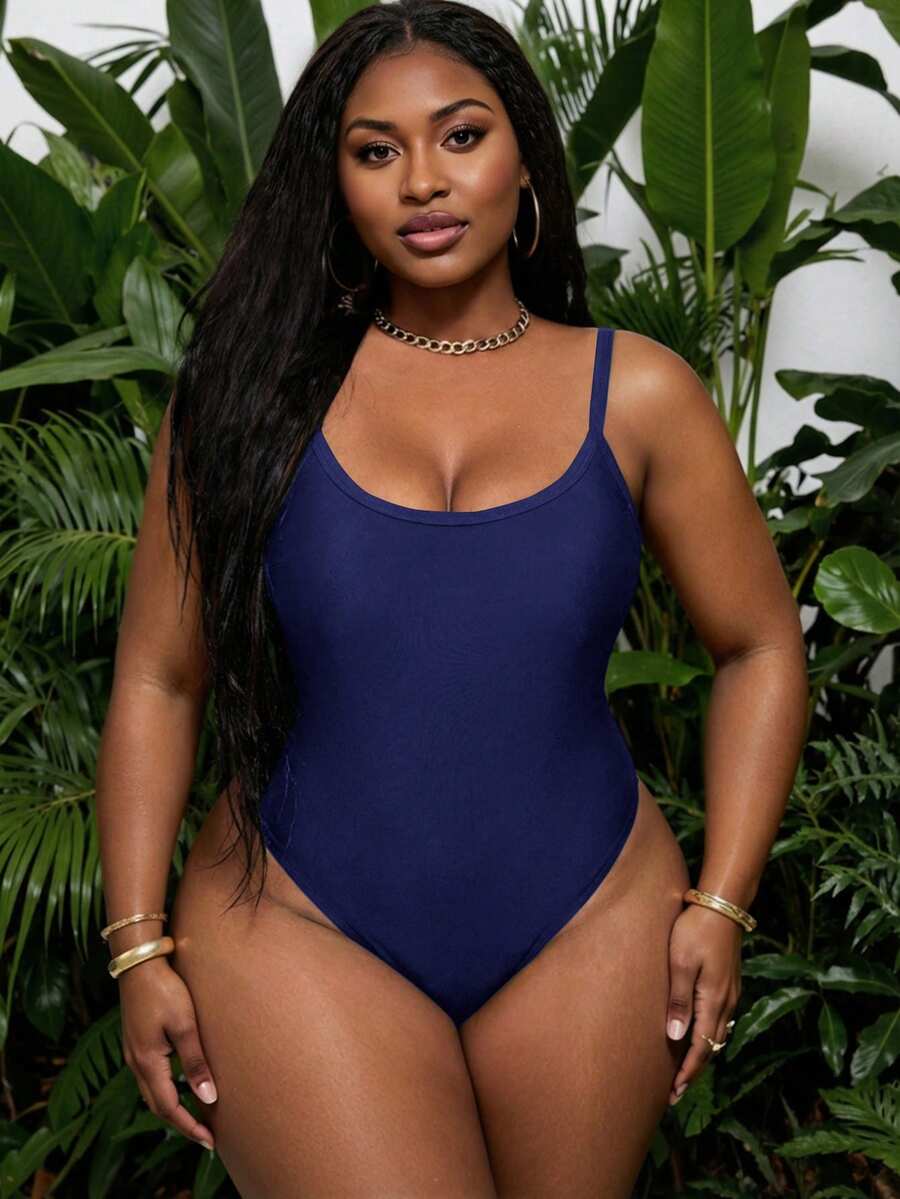 Swim SXY Đồ bơi mùa hè mới, chất liệu thoải mái, áo tắm liền thân màu đỏ thanh lịch và gợi cảm, áo tắm liền thân hở lưng, áo tắm liền thân màu xanh dương, áo tắm liền thân cỡ lớn. - Màu xanh hải quân - Xem 1