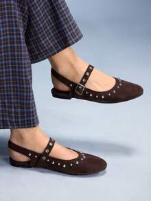 CUCCOO GRLICON Mocasines planos con decoración de remaches para mujer - Óxido marrón - Ver 5
