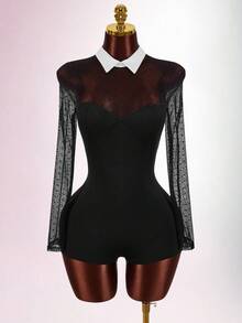 Amplova Bộ đồ liền thân bó sát eo thấp chấm bi ngày lễ tình nhân dành cho nữ - Nhiều màu - Xem 9