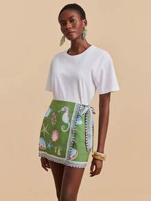 Travachic Marine Life Print Women's Casual Skirt - Green - View 6