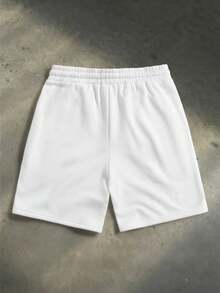 SWAVVY 男士抽绳腰带火焰印花休闲百搭日常短裤 - 白色 - 查看 2