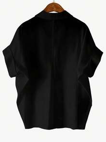 GlowEve CURVE 大码女式白色刺绣短袖V领衬衫，柔软面料无袖上衣，适合毕业典礼、节日、情人节、音乐节、母亲节、万圣节、感恩节、复活节、国庆节、舞会、约会、派对、婚礼、郊游等场合。 - 黑色 - 查看 2