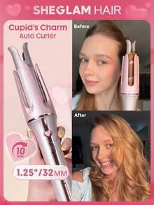 SHEGLAM HAIR Cupid's Charm One-Touch Instant Curler,Pink Automatic Curling Iron 32mm UK Plug,10min Quick Waves,60s Fast Preheat,3 Adjustable Temps,Heart-Shaped Switch,8s Smart Timer,Quick Auto Curl Magic Enhance Shine & Protection Suitable For Medium To Long Hair - Baby Pink - View 15