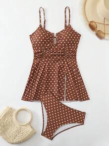 Swim Lushoire Đồ bơi chấm bi dành cho nữ, giúp thon gọn và tôn dáng, thích hợp cho spa, khu nghỉ dưỡng và bơi lội. - Nhiều màu - Xem 7