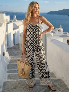 EMERY ROSE Bộ áo liền quần không tay họa tiết hình học, thích hợp cho kỳ nghỉ hè giản dị. - Nhiều màu - Xem 5