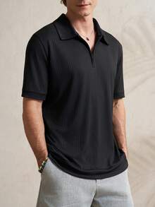 Airaco Camiseta de manga corta minimalista y casual de unicolor para hombres - Negro - Ver 1