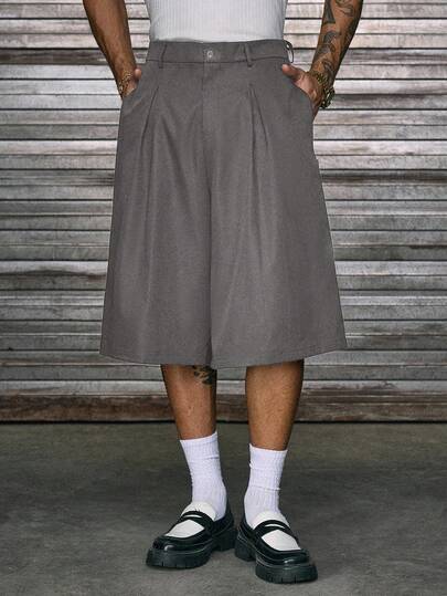 AXEPEAK Men's Loose Bermuda Shorts, Lightweight & Comfortable, Pleated Design, Suitable For Spring/Summer