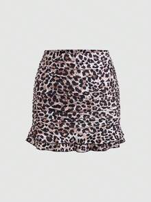 Olithes 2pcs Women Elegant Ruffle Hem Bodycon Mini Skirt Set - Multicolor - View 5