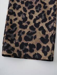 MTV | SHEIN Tween Girl Casual Daily Commute Fashion Street Letter Contrast Stripe Print Dropped Shoulder Loose Long Sleeve T-Shirt And Leopard Print Cargo Pants Set, Spring/Autumn - Multicolor - View 9