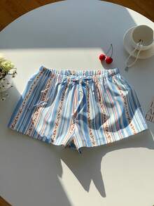 Comfortcana 2026新款春夏时尚女式休闲条纹碎花短裤，夏季女式沙滩短裤，适合海滩度假，2000年代风格 - 彩色 - 查看 6
