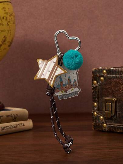 HARRY POTTER X SHEIN 1pc Harry Poter Retro Five-Pointed Star Colored Braided Rope Creative Personalized Car Keychain Pendant Bag Pendant (The Pattern Inside The Star Is Not Fixed)