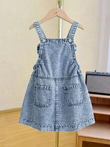Đầm denim thường ngày cho bé gái, thiết kế mới với chi tiết bướm lớn phía sau, đầm denim màu xanh bạc. - Màu xanh lam - Xem 5