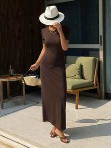 Livesso 女士露背系带修身嘉年华连衣裙 - 深棕色 - 查看 2