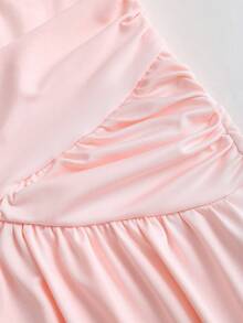 Sweetra Women's New Elegant Ruffle Strap Sleeveless Long Dress, Pink, Fitted Silhouette For Daily Commute, Women's Long Summer Dress, Long Party Dress - Pink - View 6