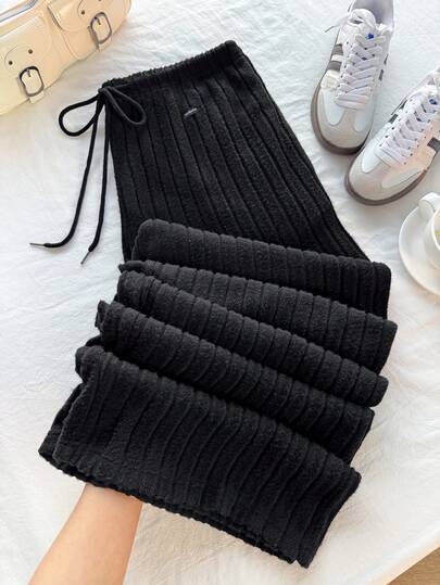 Comfortcana Plus Size Charcoal Gray Fleece Soft & Warm Casual Drawstring Loose Pants