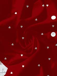 EMERY ROSE 情人节浪漫爱心印花休闲简约全翻领短袖加大码女式衬衫，情人节礼物，红色衬衫 - 彩色 - 查看 3