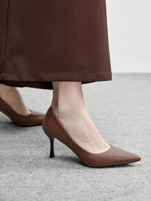 CUCCOO BIZCHIC Giày cao gót mũi nhọn cho nữ - Màu nâu đậm, kiểu dáng Pháp cổ điển với gót mảnh, thích hợp cho mùa xuân, lễ Phục sinh, dạ hội, ngày Valentine. - Cà phê nâu - Xem 5