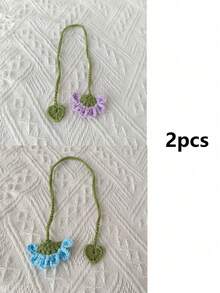 1个手工钩织花朵书签，手工雏菊和向日葵书签，独特的阅读配件，送给爱书人的完美礼物，家居装饰和办公用品，一套1个 - 彩色 - 查看 18