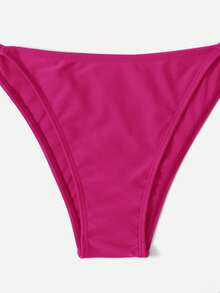 SHEIN Swim Vcay Bộ bikini đơn giản, màu trơn, hở lưng, buộc dây phía trước dành cho nữ, thích hợp cho kỳ nghỉ biển. - Màu Hồng Tươi - Xem 5