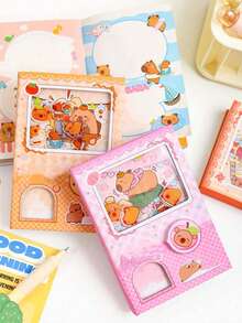 1 buah Buku Catatan Bertema Mesin Penjual Kapsul (80 Halaman), Interior Berwarna Penuh, Menampilkan Kelinci, Panda, Kucing Shiba, Capybara, Memo Pad Saku Kartun & Kreatif, Buku Catatan Kartun Lucu 64K, Jurnal Saku Alat Tulis yang Menyenangkan - MultiWarna - View 8