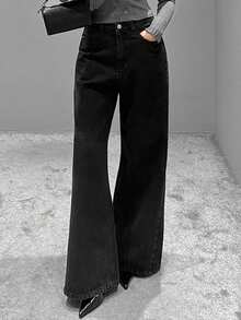 DAZY Loose Fit Relaxed Draping Ankle Length Women Jeans - Black - View 6