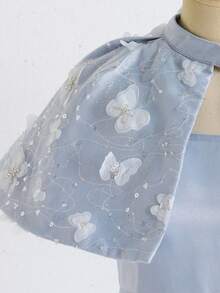 SHEIN Tween-Mädchen 2 Stücke Elegantes Kleiderset, Kleid mit Spaghettiträgern + Schal, geeignet für Mittelöstliche Feste, Partys, Alltagstragen, anmutiges & luxuriöses Prinzessinnenkleid - Blau - Übersicht 6