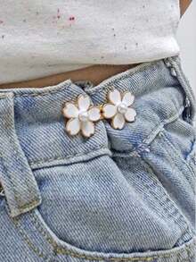 1/2 Pairs Sakura Waist Buttons, Adjustable And Removable Waist Shaping Buttons, Used To Adjust The Waistline Of Jeans Or As Clothing Accessories, No Need To Sewing Buttons. - Multicolor - View 2