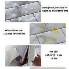 5pcs 3d Epoxy Resin Wall Stickers, Pu Self-Adhesive Kitchen And Bathroom High-Temperature Resistant Pet Tile Stickers And Wallpapers - Multicolor - View 4