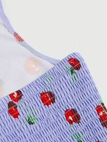 Sweetra Đầm chữ A xếp ly cổ chữ V cỡ lớn, họa tiết Ngày Valentine: Hoa hồng, trái tim, chấm bi, tình yêu, môi, thần Cupid, hoa lá. - Màu tím - Xem 3