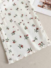 SHEIN Bộ đồ ngủ cho bé gái tuổi teen dễ thương, ngọt ngào, tối giản, nhiều màu sắc, họa tiết nơ, cổ chữ V, tay dài và quần dài, viền bèo nhún, chất liệu mềm mại, thoải mái, 2 món. - Màu be - Xem 8