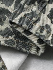 Livesso Jeans de talle alto con estampado de leopardo para mujer, otoño/invierno